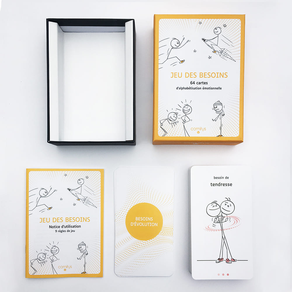 Jeu cartes des besoins boite Comitys communication non-violente