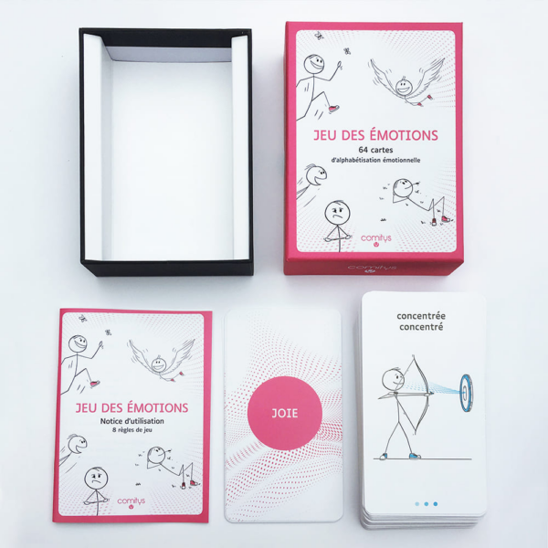 Jeu cartes des émotions Comitys outil pédagogique boite de jeu