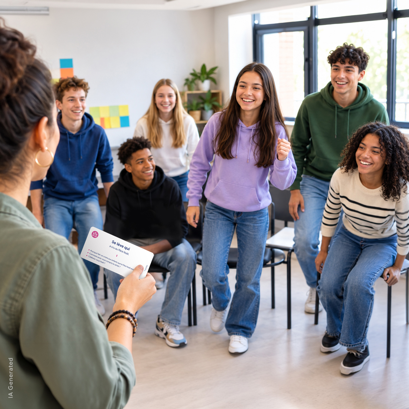 Mise en scène du jeu SE LÈVE QUI Adolescents